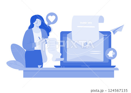 Job seekers follow up with thank-you notes after interviews. 124567135