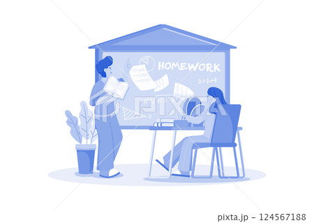 Teacher assigns homework to students. Teacher assigns homework to students. 124567188