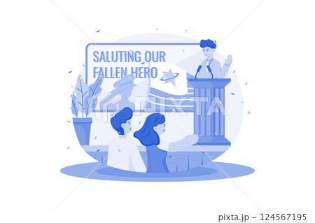 Community leaders deliver speeches to honor those who have served and sacrificed. 124567195