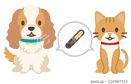 犬と猫とマイクロチップのイラスト 124567253