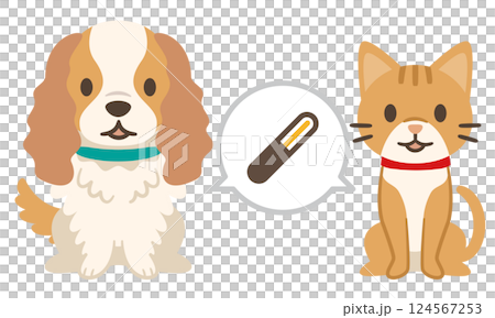 犬と猫とマイクロチップのイラスト 124567253