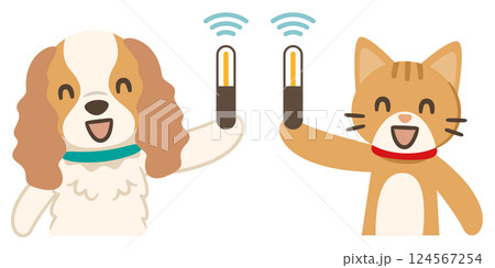 犬と猫とマイクロチップのイラスト 124567254