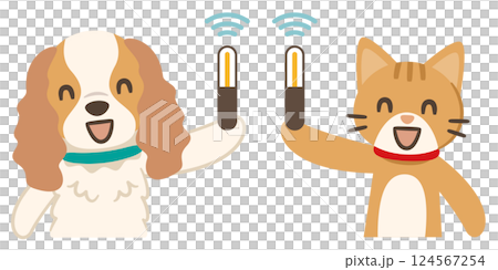 犬と猫とマイクロチップのイラスト 124567254