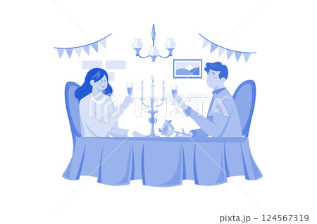 Couple's Fancy Dinner to Celebrate 124567319