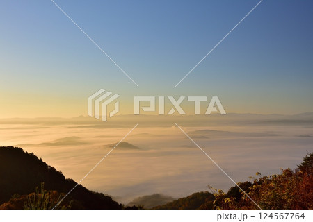 御斎（おとぎ）峠展望台からの伊賀盆地の雲海 124567764