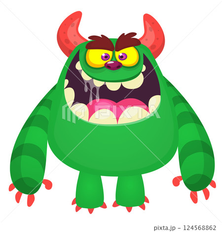 Angry cartoon flying monster with funny face. Halloween vector illustration. Great for package or party decoration 124568862