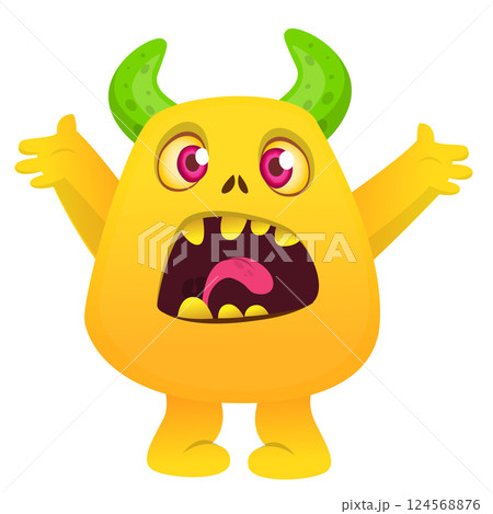 Angry cartoon flying monster with funny face. Halloween vector illustration. Great for package or party decoration 124568876