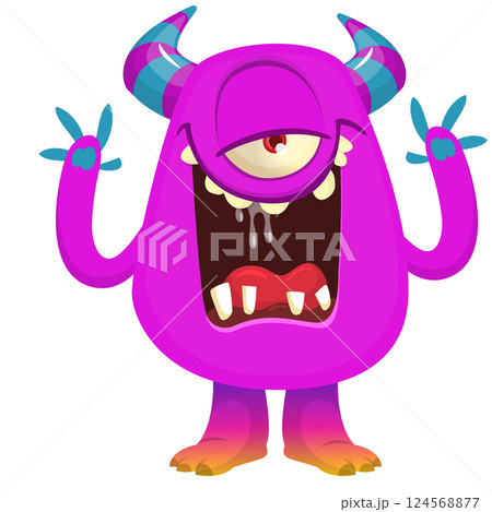 Angry cartoon flying monster with funny face. Halloween vector illustration. Great for package or party decoration Angry cartoon flying monster with funny face. Halloween vector illustration. Great for package or party decoration 124568877
