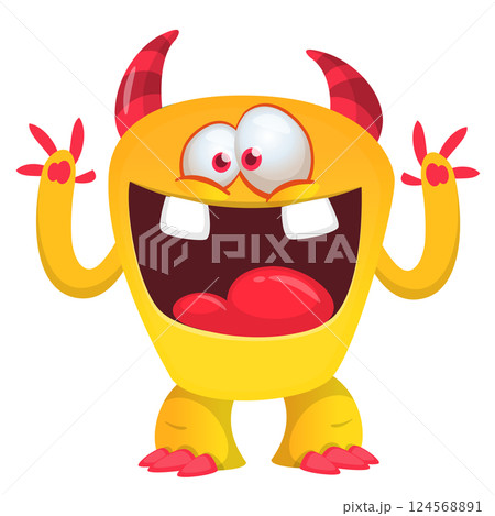 Angry cartoon flying monster with funny face. Halloween vector illustration. Great for package or party decoration 124568891