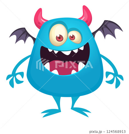 Angry cartoon flying monster with funny face. Halloween vector illustration. Great for package or party decoration 124568913