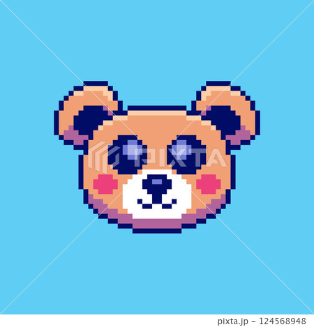 Pixel art Cute Bear Face game asset design 124568948