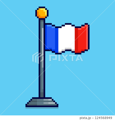 Pixel art French Flag game asset design 124568949