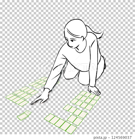 競技かるたの取り札のイメージイラスト素材 124569037