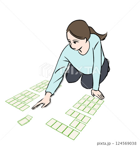 競技かるたの取り札のイメージイラスト素材 124569038