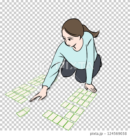 Illustration of a competitive karuta game 124569038