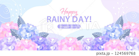 紫陽花のバナー背景_白 124569768