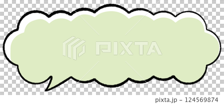 A simple speech bubble with a line drawing style. Fluffy, fine clouds, horizontal, tail left, stylish color. A simple speech bubble with a line drawing style. Fluffy, fine clouds, horizontal, tail left, stylish color. 124569874