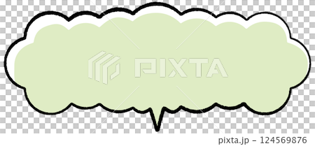 線画手書き風のシンプルな吹き出し ふわふわ細かい雲横長　しっぽ中央　おしゃれカラー 124569876