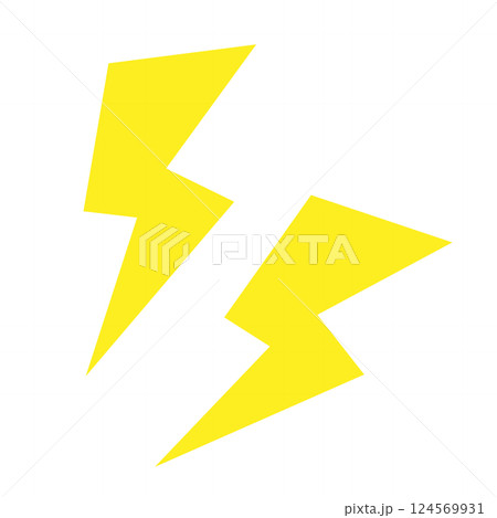 雷 稲妻 黄色 イラスト 雷 稲妻 黄色 イラスト 124569931