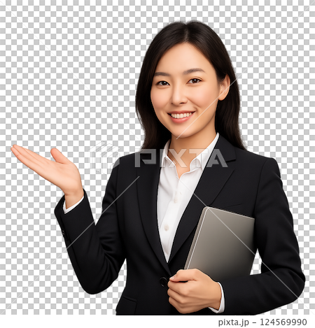 帶筆記型電腦的商務女性 124569990