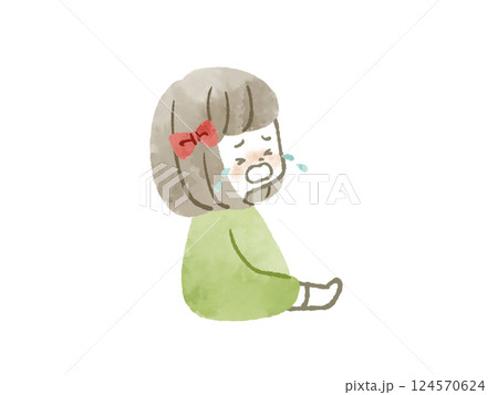 泣いている女の子-水彩 124570624