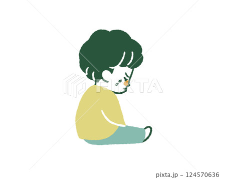 泣いて不貞腐れる男の子-4色 124570636