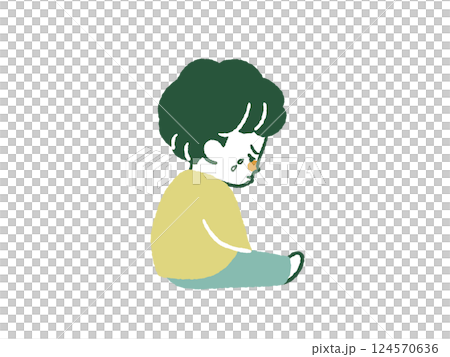 泣いて不貞腐れる男の子-4色 124570636