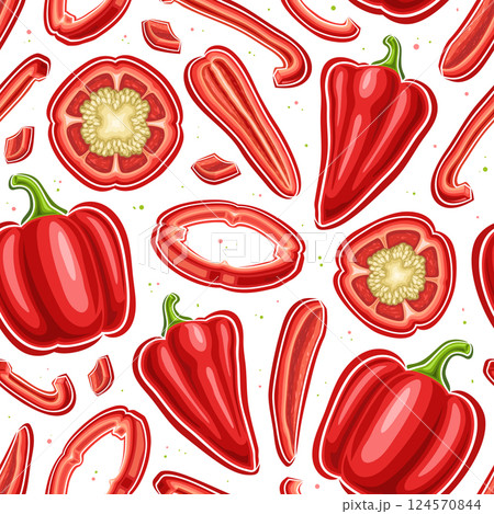 Vector Red Pepper Seamless Pattern 124570844