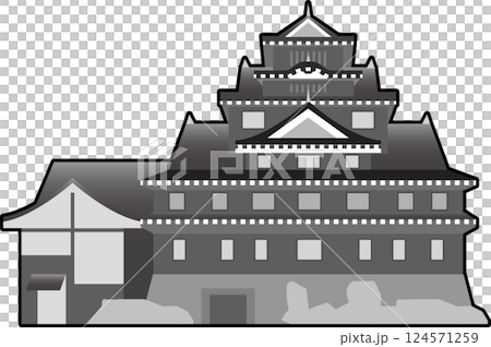 Monochrome Okayama Castle 124571259