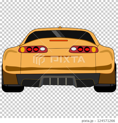 A rear view of a Cartoon japan tuned car.  illustration 124571266