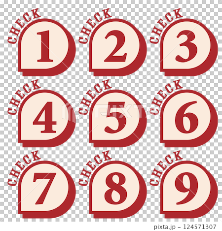 Illustration material: Number icon set 1 to 9 Illustration material: Number icon set 1 to 9 124571307