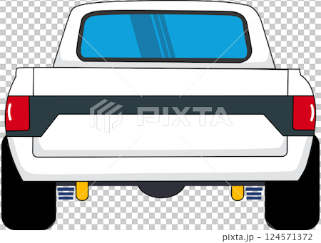 Rear view of racing pickup truck. Automobile. Industrial transport Rear view of racing pickup truck. Automobile. Industrial transport 124571372