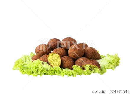PNG falafel with vegetables isolated on white background. 124571549
