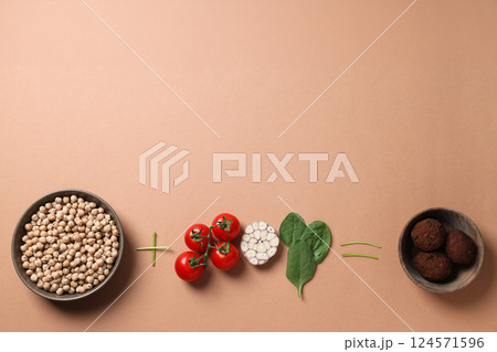 Falafel in a plate, on a light background. Falafel in a plate, on a light background. 124571596