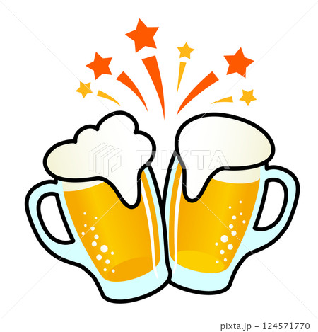 ビールが注がれたジョッキで乾杯！ 124571770