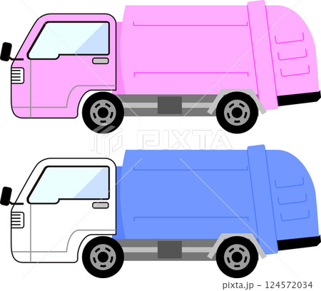 ゴミ収集車のベクターイラストセット 124572034