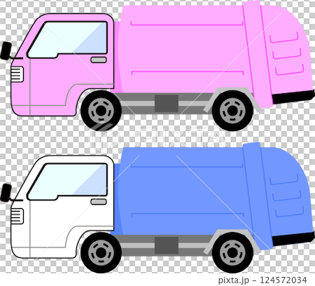 ゴミ収集車のベクターイラストセット 124572034
