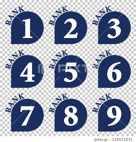 イラスト素材：数字アイコン1～9セット 124572035