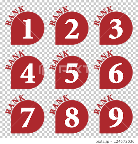イラスト素材：数字アイコン1～9セット 124572036