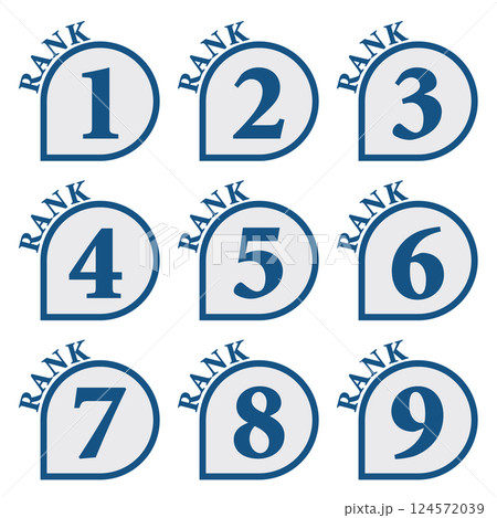 イラスト素材：数字アイコン1～9セット 124572039