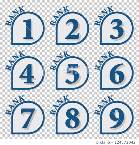 イラスト素材:数字アイコン1~9セット イラスト素材:数字アイコン1~9セット 124572042