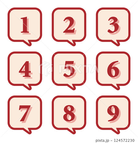 イラスト素材:数字アイコン1~9セット イラスト素材:数字アイコン1~9セット 124572230