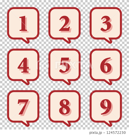 イラスト素材:数字アイコン1~9セット イラスト素材:数字アイコン1~9セット 124572230
