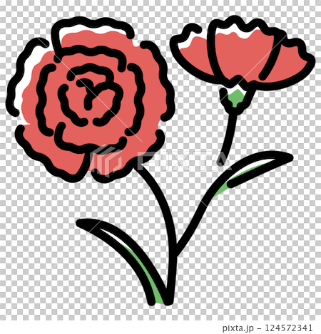 Easy to use black line icon Carnation Color Red Easy to use black line icon Carnation Color Red 124572341