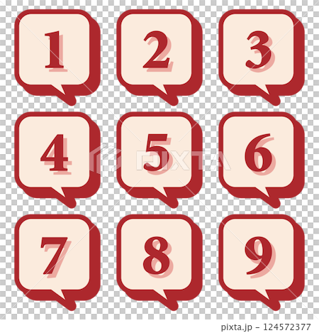 イラスト素材：数字アイコン1～9セット 124572377