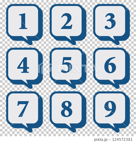 イラスト素材:数字アイコン1~9セット イラスト素材:数字アイコン1~9セット 124572381