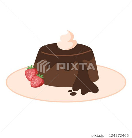Chocolate Lava Cake cartoon flat illustration 124572466