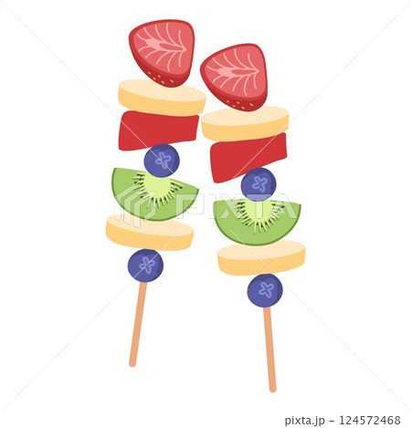 Colorful Fruit Brochette Sticks illustration 124572468