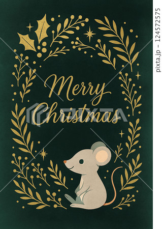 ネズミのイラストのクリスマスカード 124572575