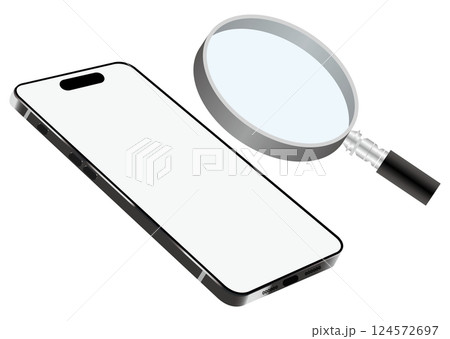 スマートフォンと虫眼鏡 124572697
